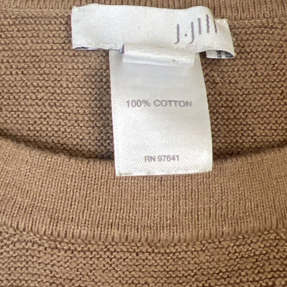 J. Jill Womens Medium Brown Cotton Knit Crewneck Long Sleeve Sweater Side Slit - Picture 3 of 7